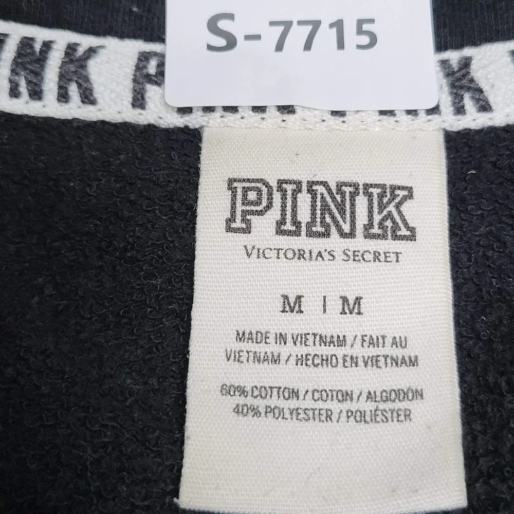 Victoria's Secret PINK Women‎ Sweatshirt M Black Colorblock Logo